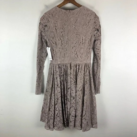 NWT Needle & Thread 4 lace long sleeve dress 0753 taupe fit flare a line beige - Picture 6 of 9